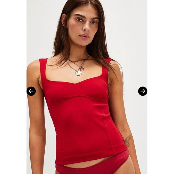 Intimately By Free People Tops - Free People Intimately FP Red Apple Sweetheart Neck Tank Top Size Small NWT